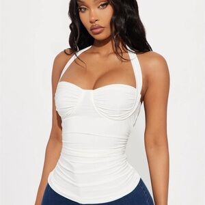 Fashion Nova Elegant White Halter Tank
